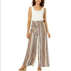 Nina Leonard Scoop Neck Sleeveless Colorblocked Jumpsuit